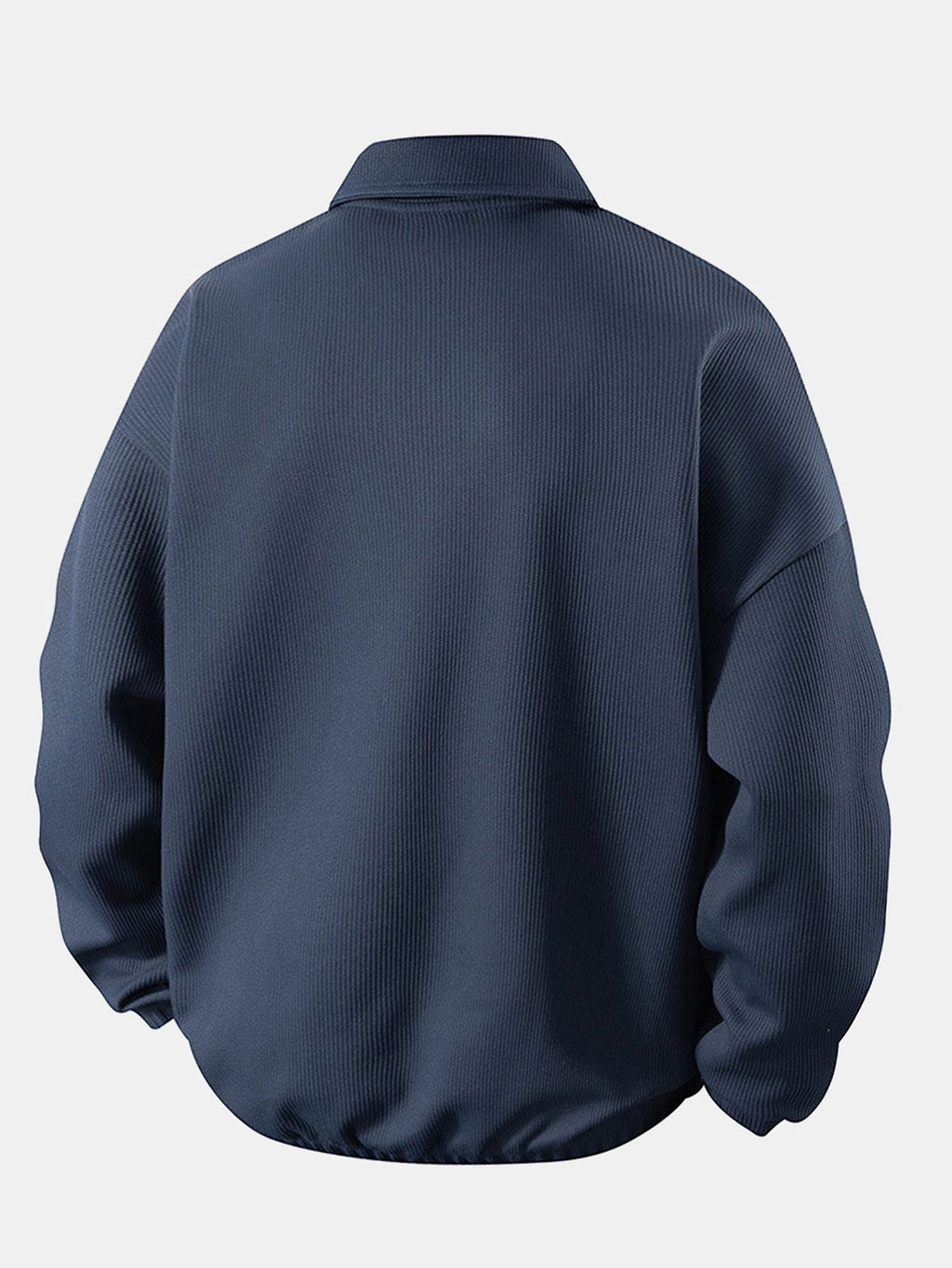 Bequemes Waffel-Polo Sweatshirt mit V-Ausschnitt