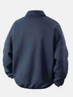 Bequemes Waffel-Polo Sweatshirt mit V-Ausschnitt