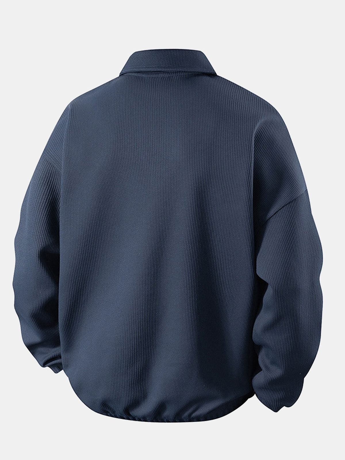 Bequemes Waffel-Polo Sweatshirt mit V-Ausschnitt