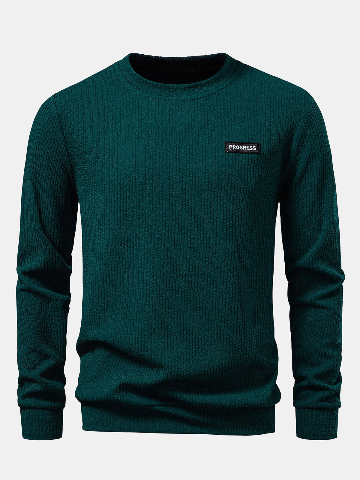Rippstruktur-Sweatshirt mit Rundhalsausschnitt