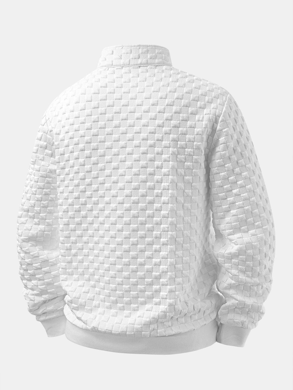Viertelreißverschluss Sweatshirt im Checkerboard-Jacquard-Design