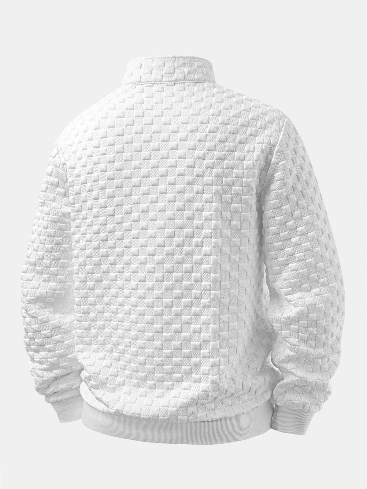 Viertelreißverschluss Sweatshirt im Checkerboard-Jacquard-Design