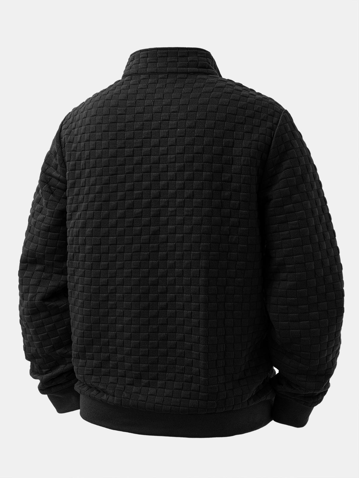 Viertelreißverschluss Sweatshirt im Checkerboard-Jacquard-Design