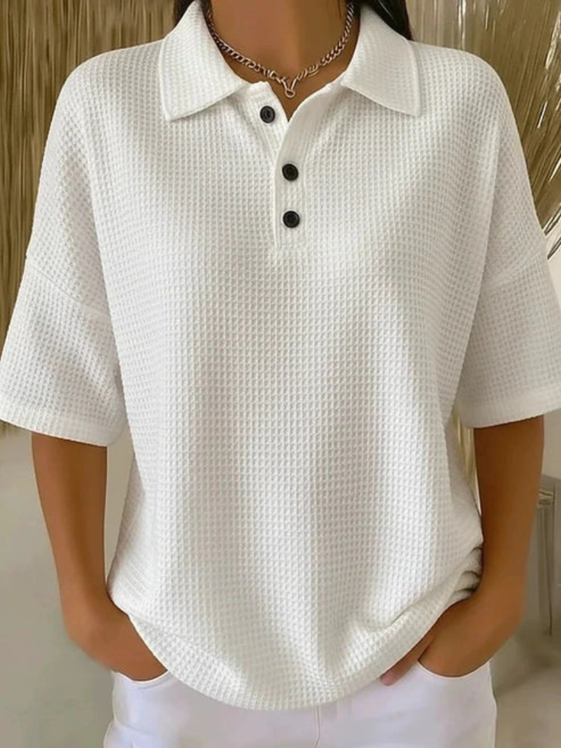 Gisela | Komfortable Waffle Polo Bluse