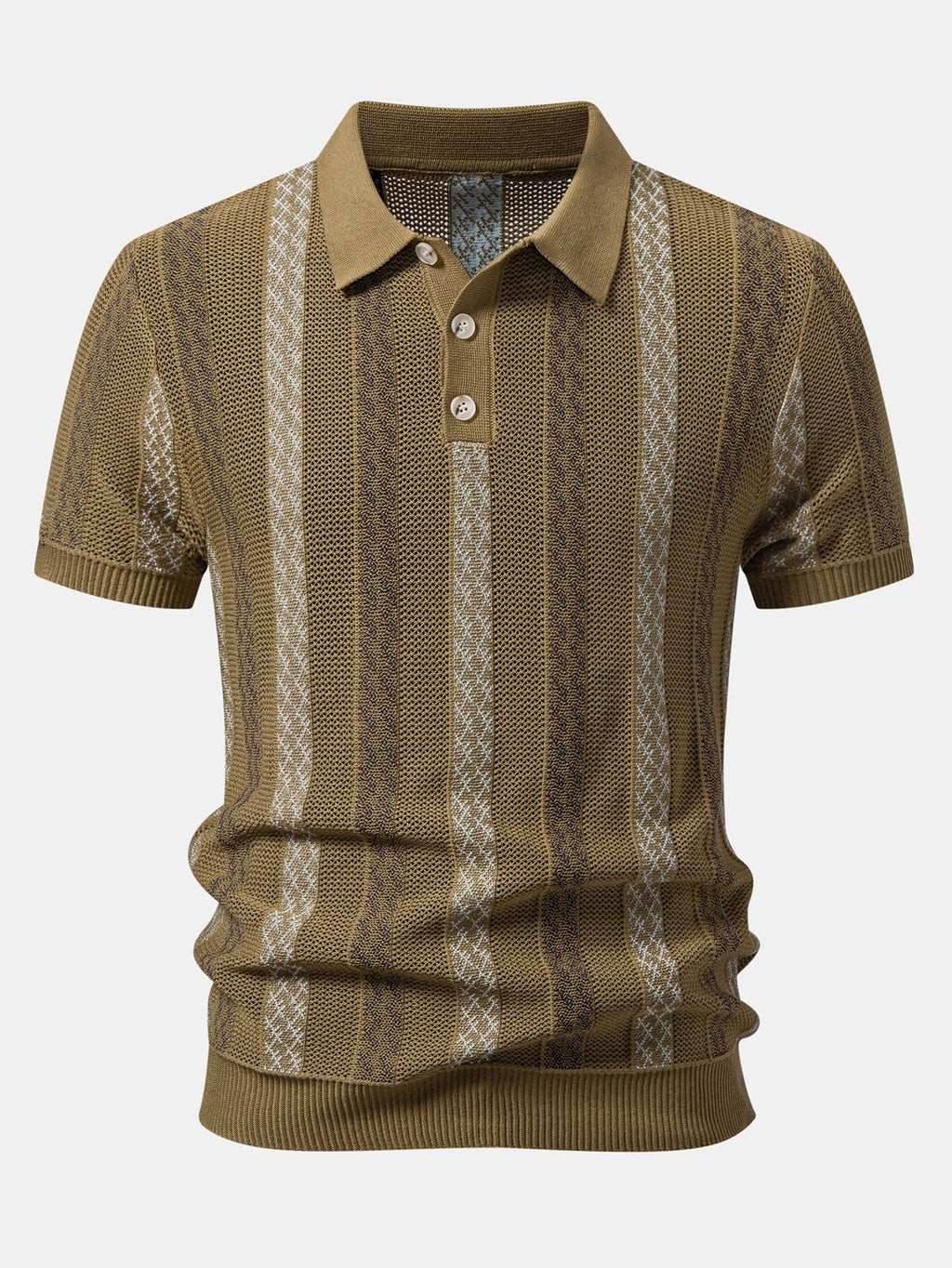 Gestreiftes strukturiertes Strick-Polo mit Slim Fit tapered Hose