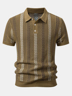 Gestreiftes strukturiertes Strick-Polo mit Slim Fit tapered Hose