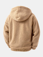 Kontrast Ruitjes Teddy Kapuzenpullover mit Reißverschluss
