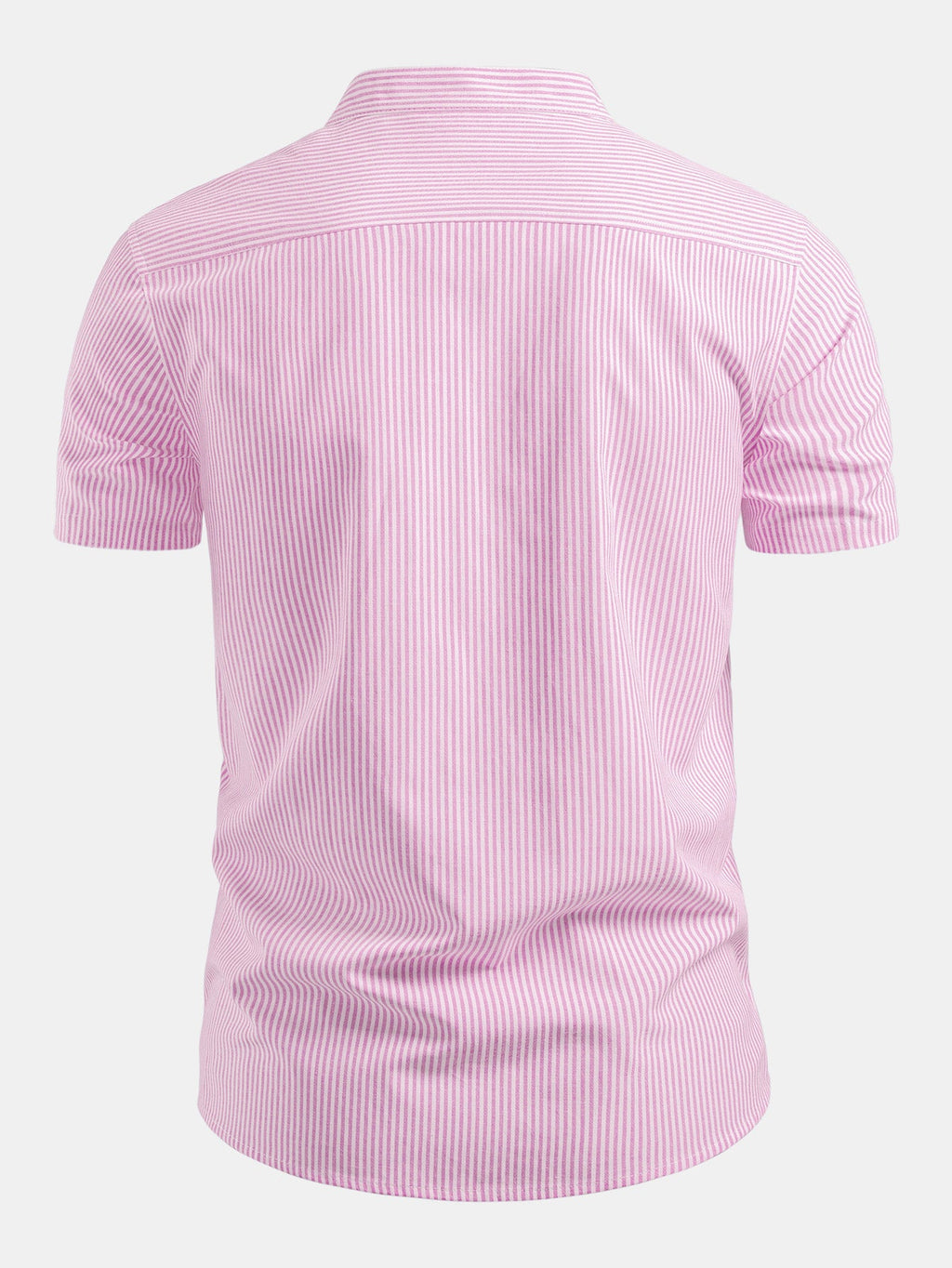 Kurzarm Baumwollhemd mit Streifen, Stehkragen und elastischer Taille – Chino Shorts