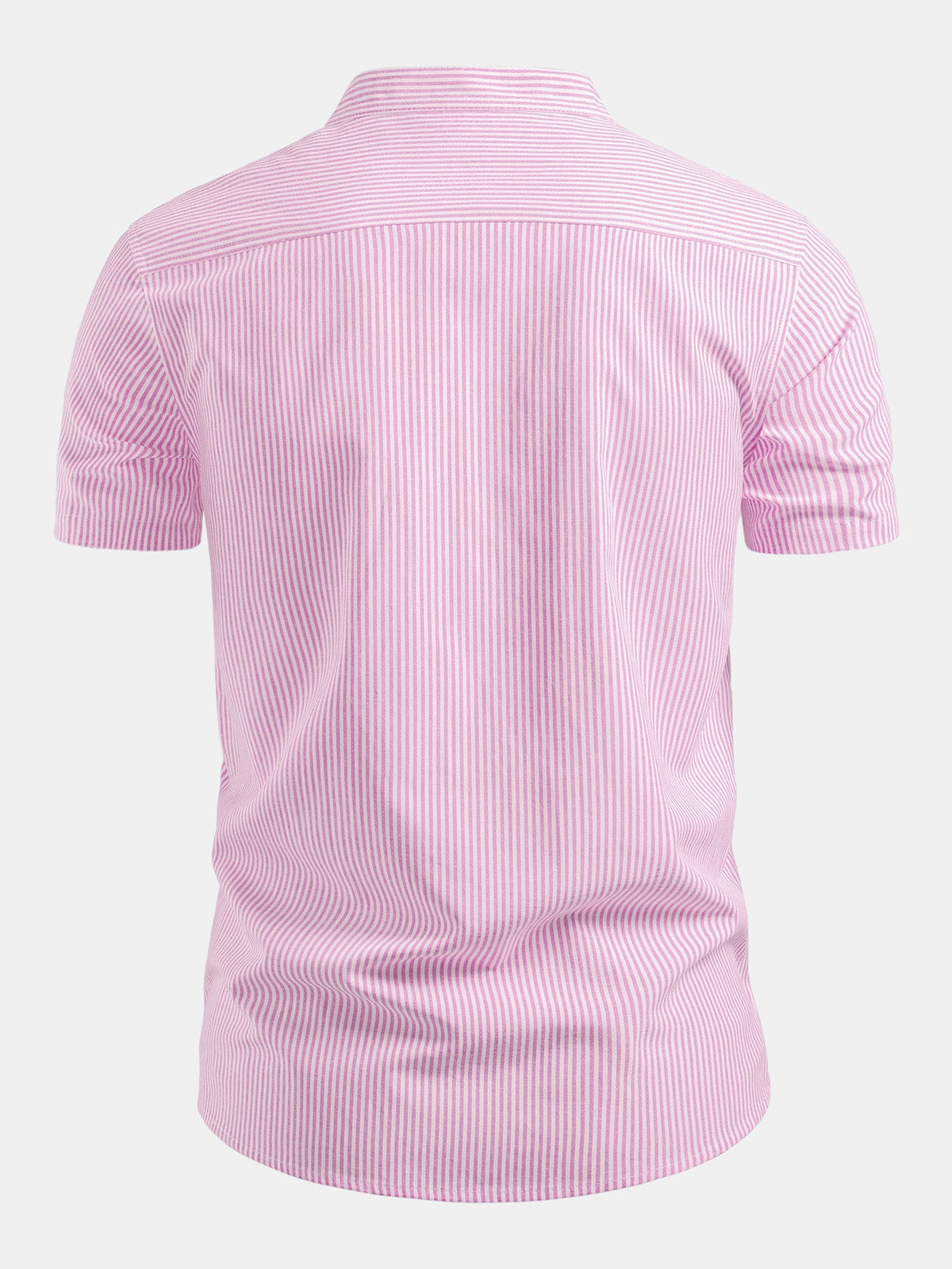 Kurzarm Baumwollhemd mit Streifen, Stehkragen und elastischer Taille – Chino Shorts