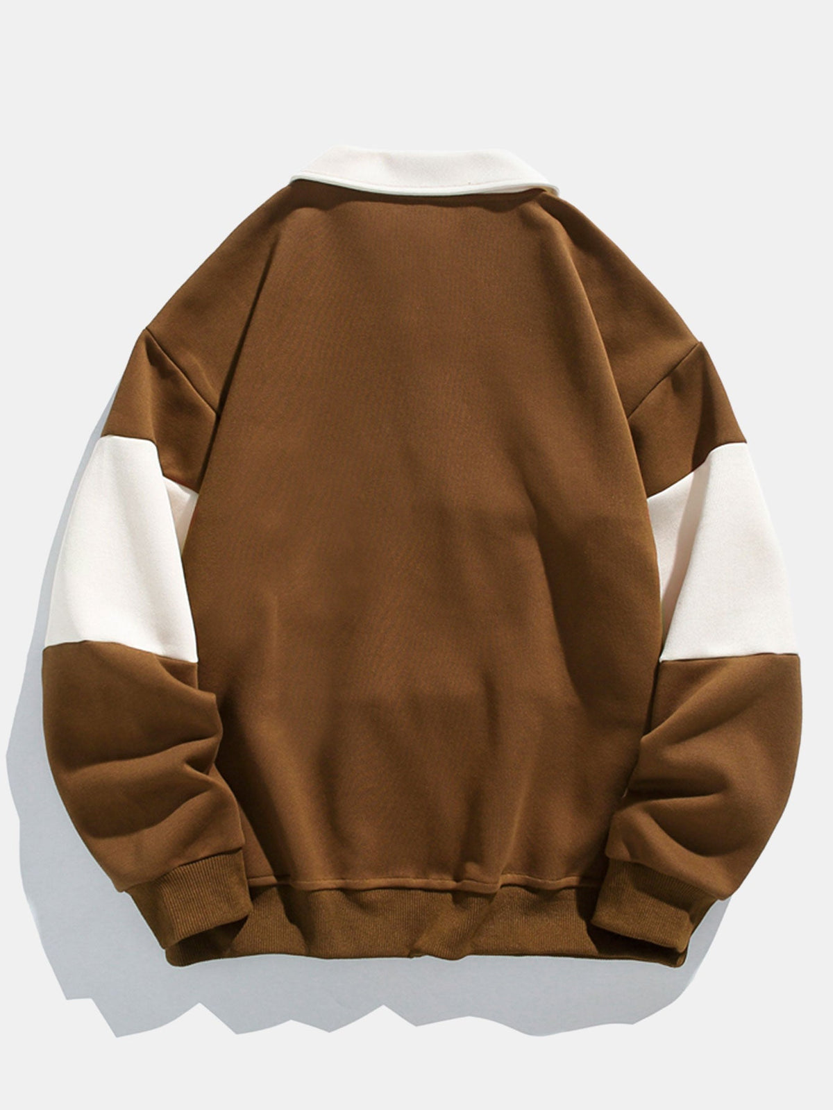Bequemes Farbblock-Patchwork Polo-Sweatshirt