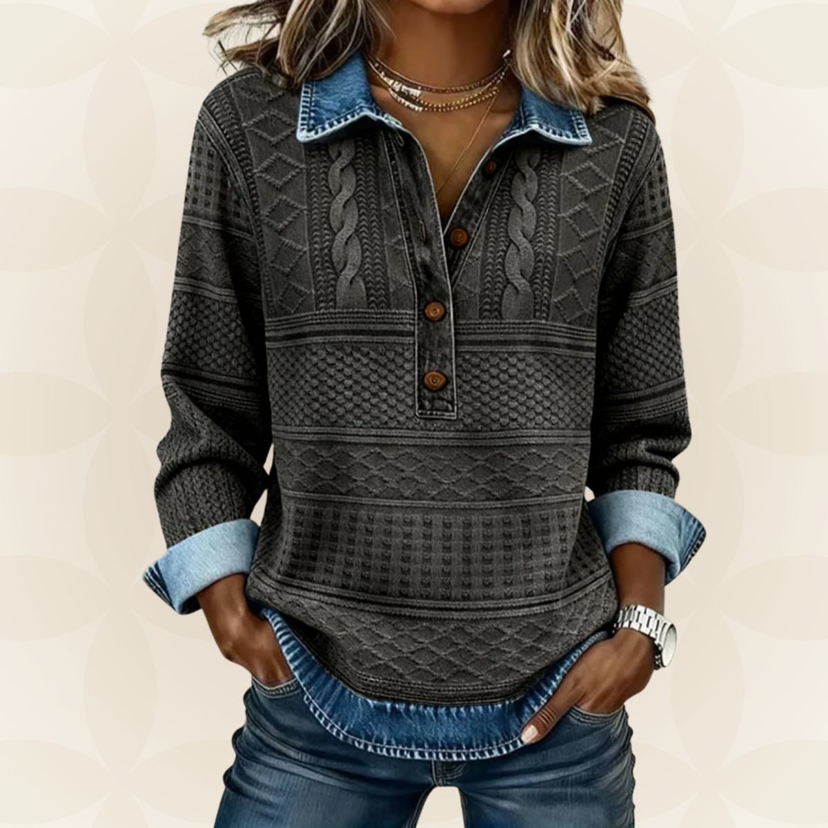 Livia – Bluse mit Kragen und Knopfverschluss