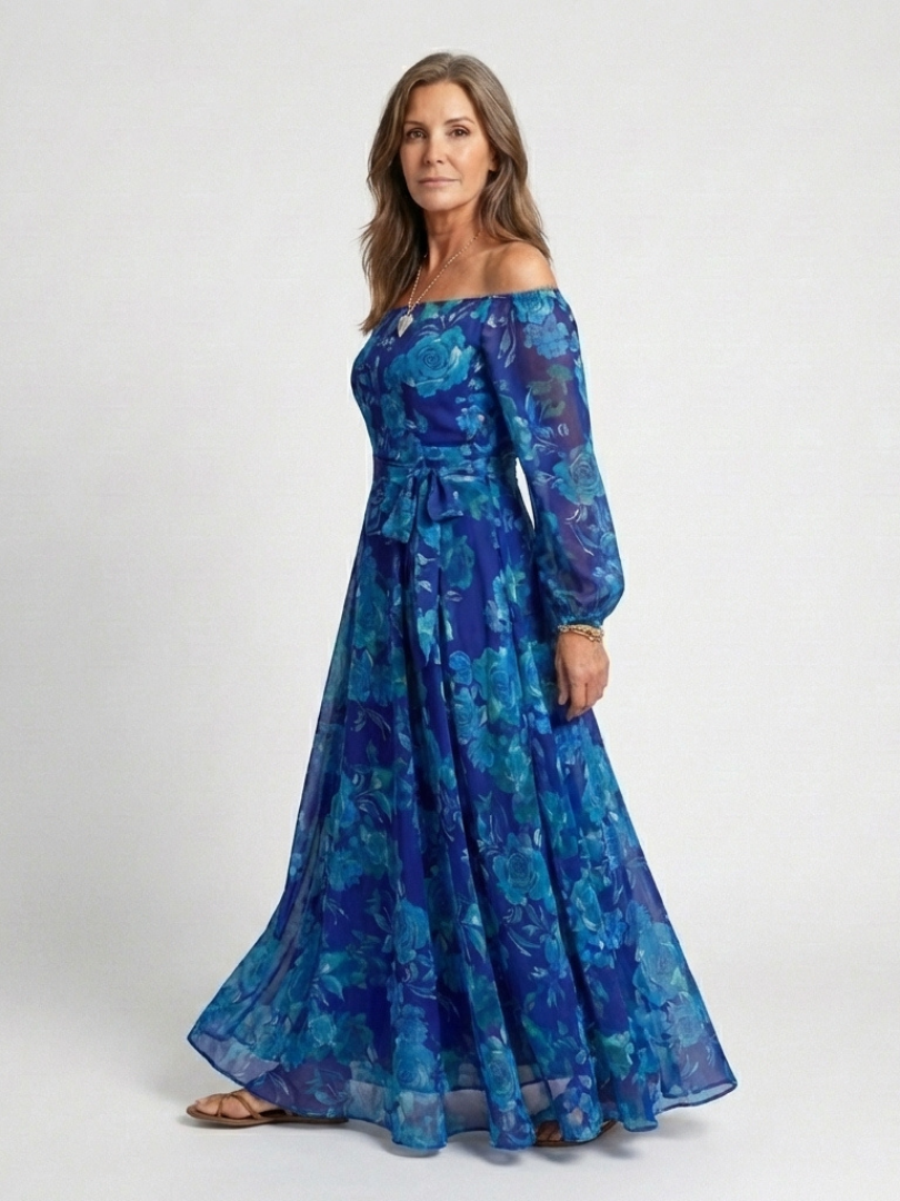 Aspen | Floral Maxi Dress with Off-Shoulder Design