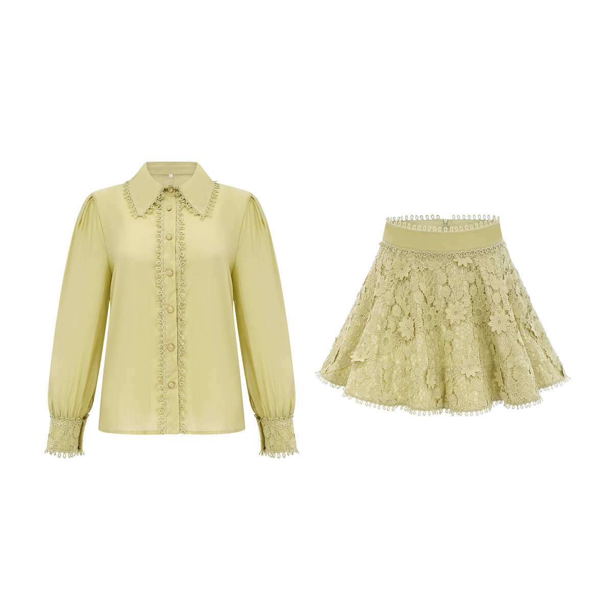 Hélène Floral Embroidered Blouse and Skirt Set