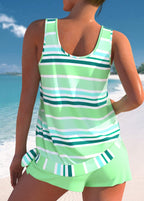 Rosa | Lässiges gestreiftes Tankini-Set