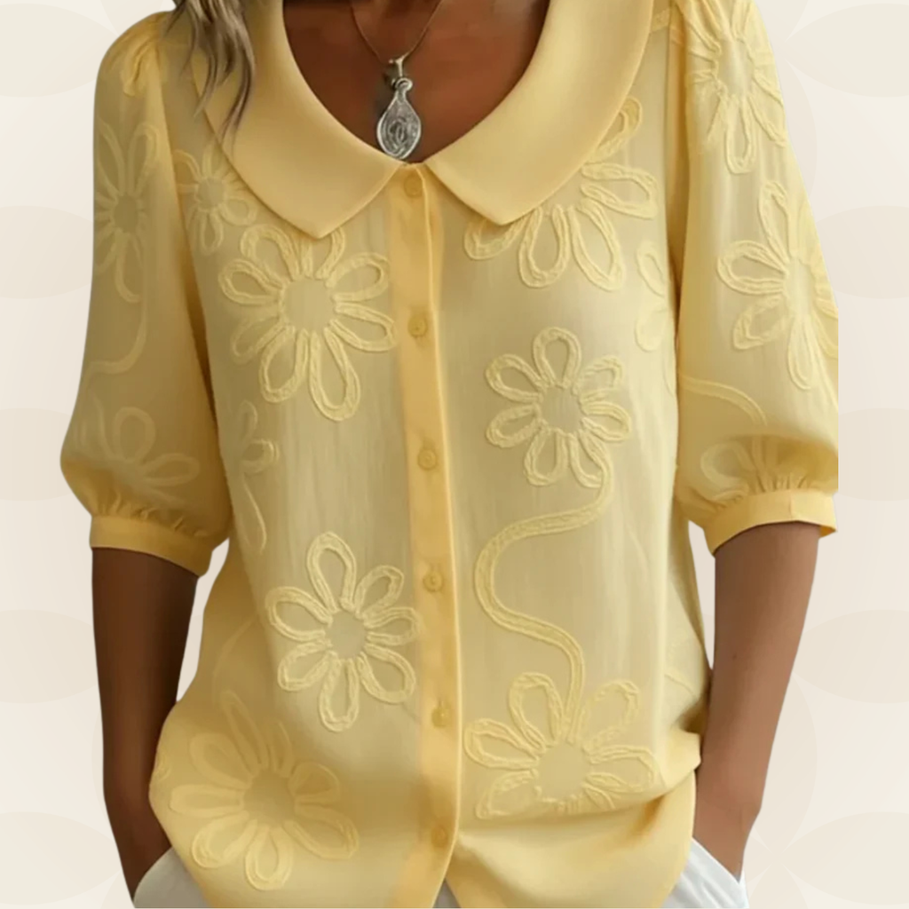 Jeanet – Bluse mit floralem Stickdesign
