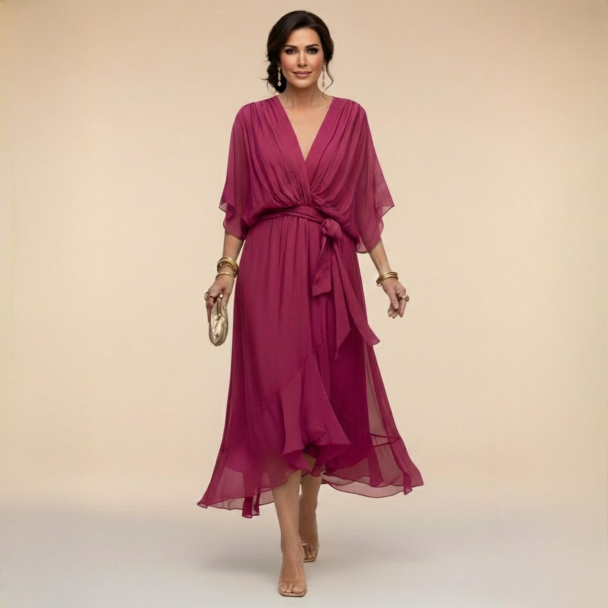 Sfumato | V-Neck Chiffon Dress
