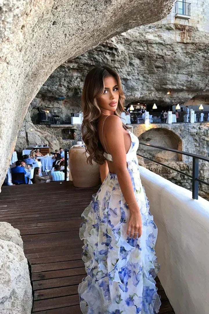 Uri | Midi-Kleid mit floralem Design und Rüschen