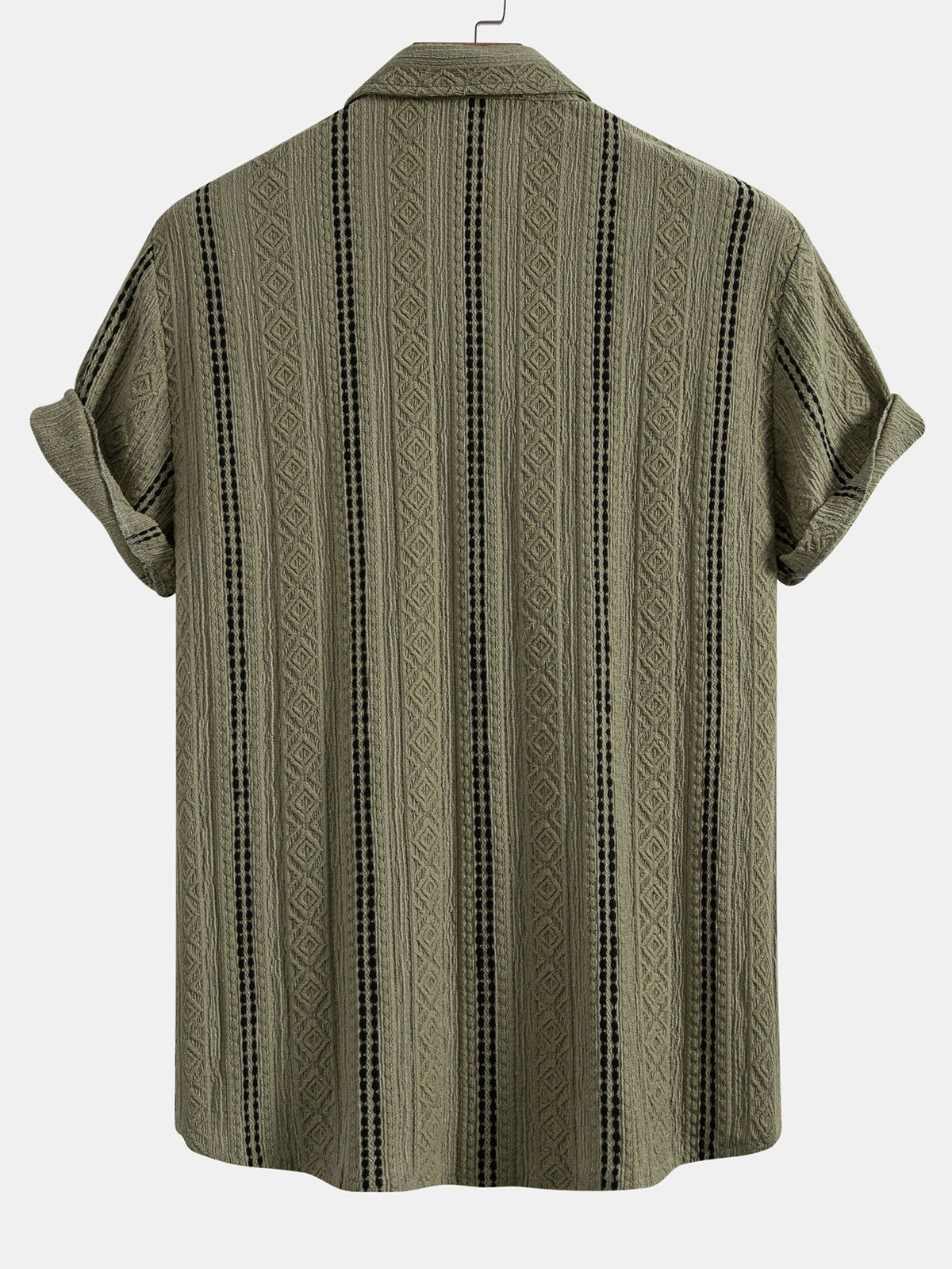 Geometrisches Jacquardhemd mit Knöpfen und Kurzshorts mit Kordelzug und gekreuzter Textur, 5"