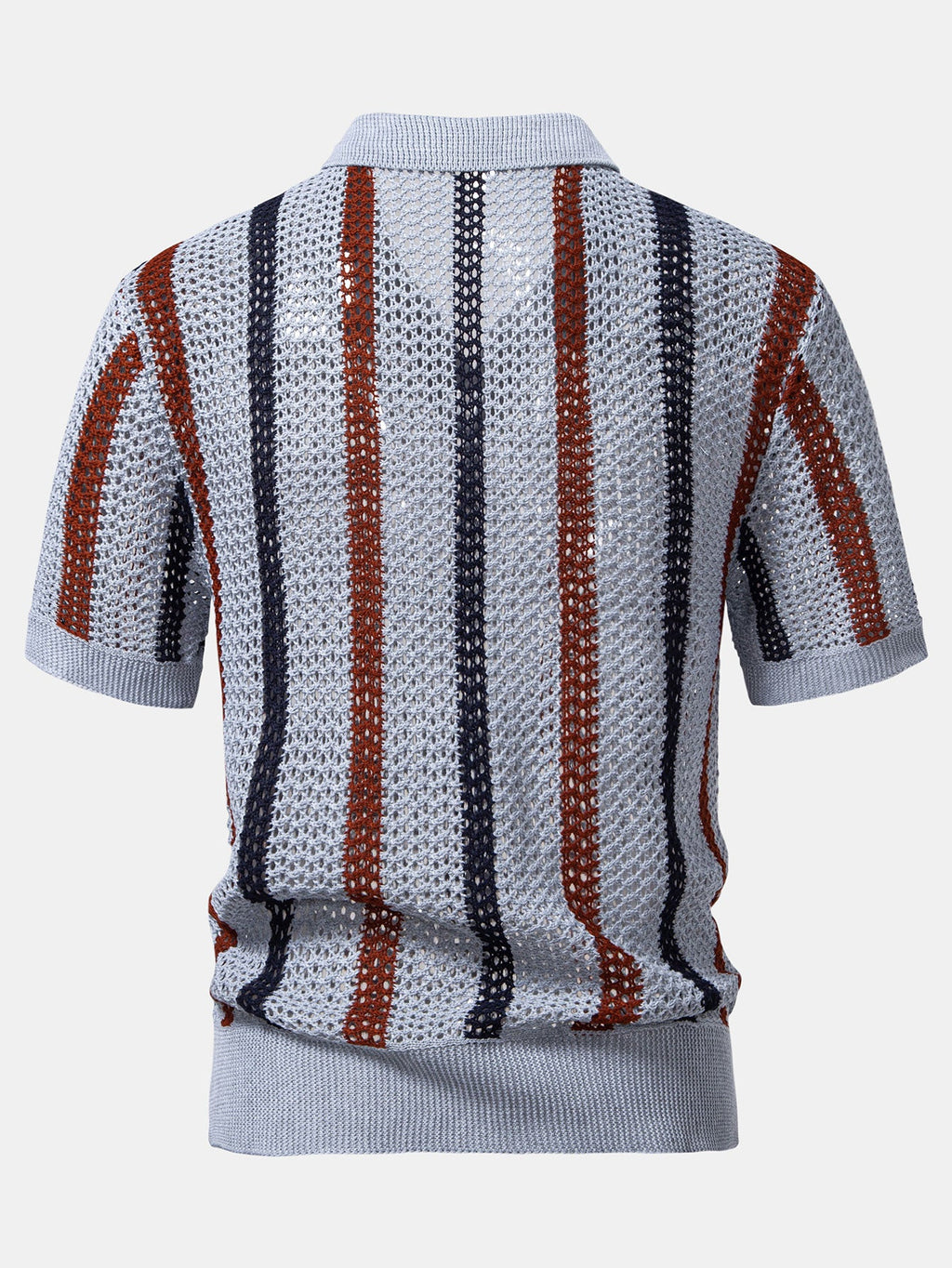 Gestreiftes Polo mit V-Ausschnitt und Gekreppten Shorts mit Kordelzug – 5 Zoll