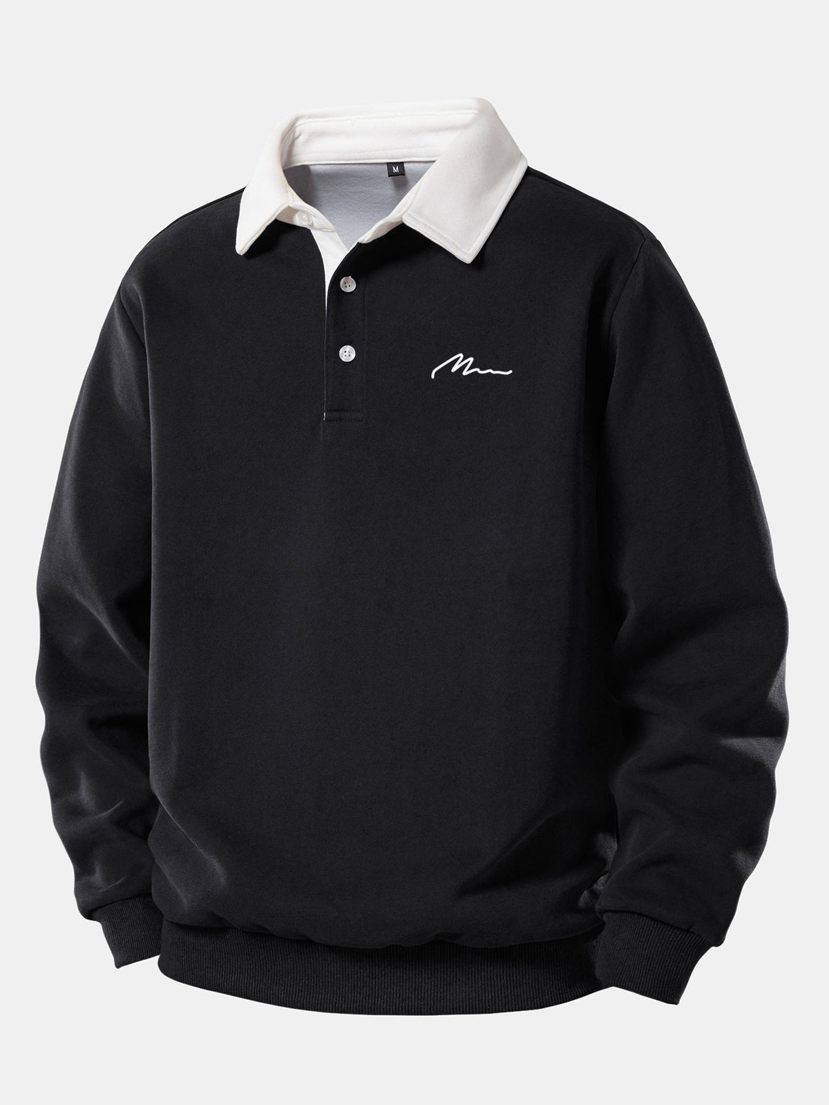 Herren Sweatshirt mit Kontrast-Polo-Kragen und Print