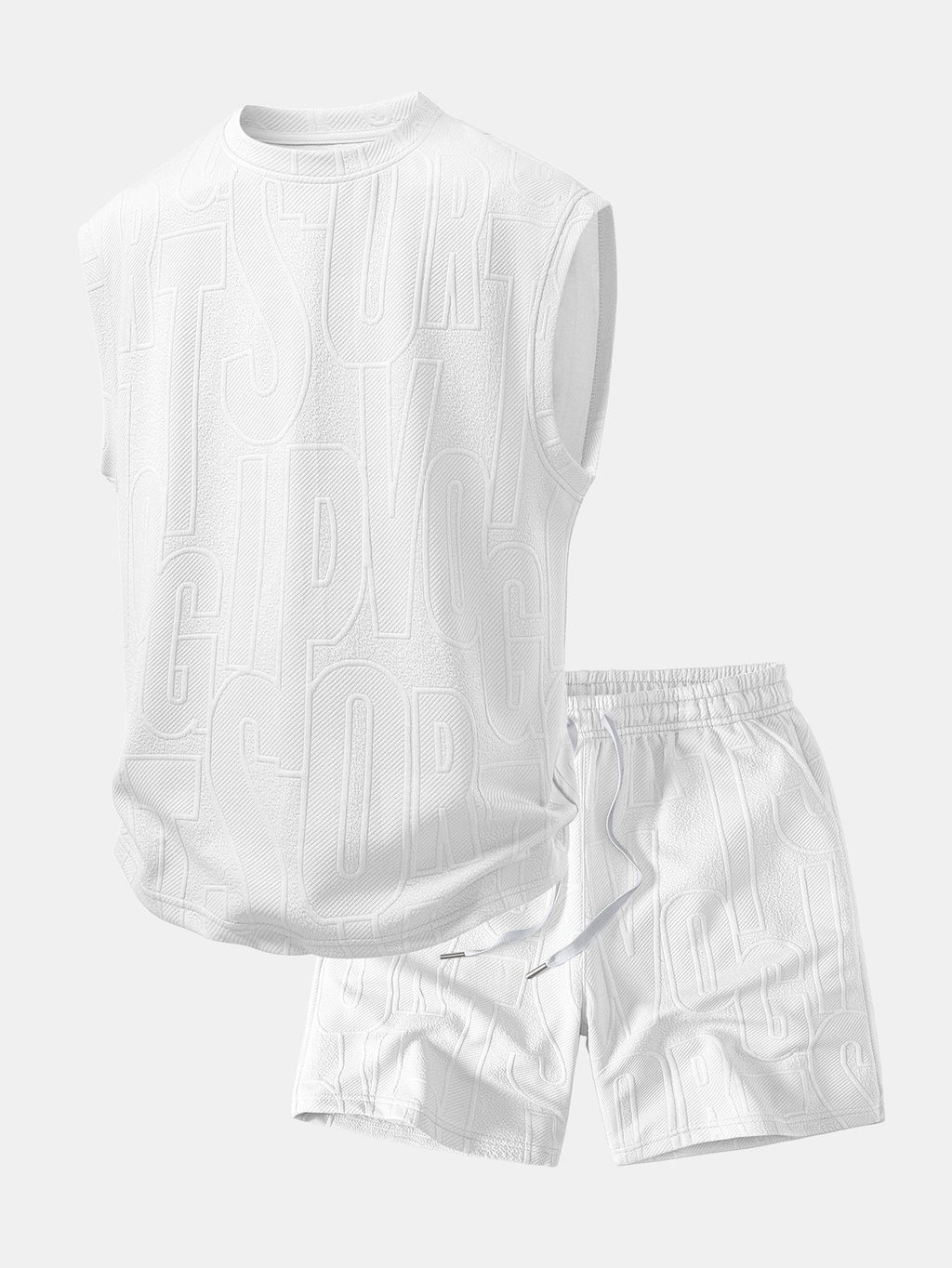 Tanktop mit Buchstaben-Jacquard und Shorts mit Kordelzug - Set