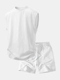 Tanktop mit Buchstaben-Jacquard und Shorts mit Kordelzug - Set