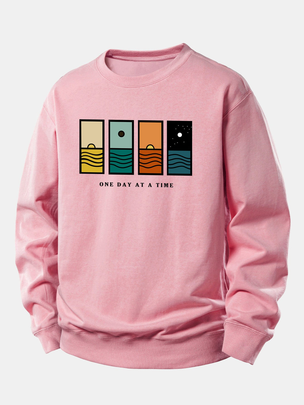 Relaxed-Fit Sweatshirt with 'One Day At A Time' Print