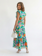 Lila | Elegantes Midi-Blumenkleid