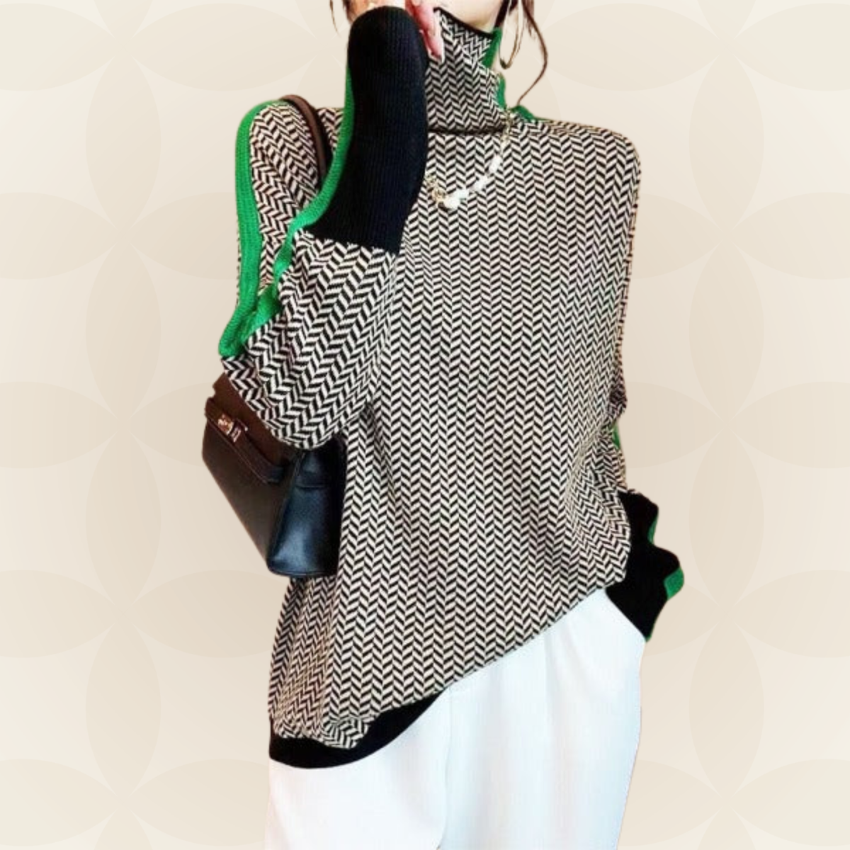 Maaike - Rollkragenpullover mit markanten Kontraststreifen