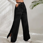 Moniek - Einfarbige Ripp-Design Casual Hose