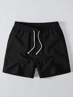 Geometrisches Jacquardhemd mit Knöpfen und Kurzshorts mit Kordelzug und gekreuzter Textur, 5"