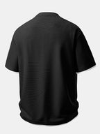 Bequemes 2-in-1 Waffel T-Shirt mit Rundhalsausschnitt und Waffel-Shorts in 7 Zoll