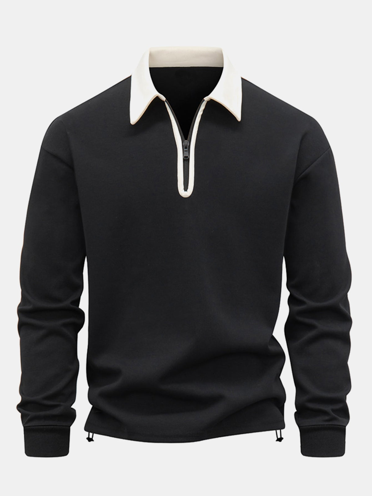 Kontraststreifen-Polo-Kragen-Sweatshirt