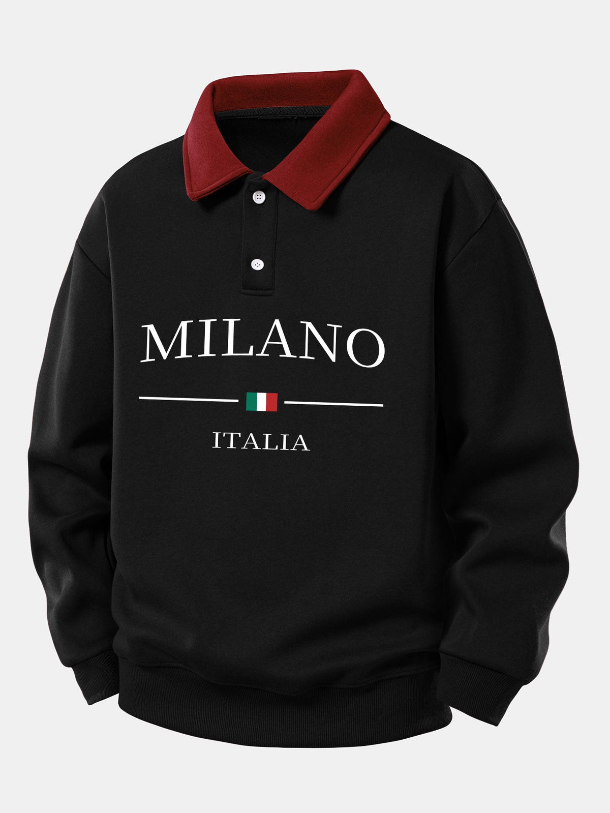Bequemer Sweatshirt mit Milano-Print und Kontrast-Polo