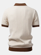 Kontrastreiches Strukturiertes Johnny-Kragen Polo mit Slim Fit Tapered Hose