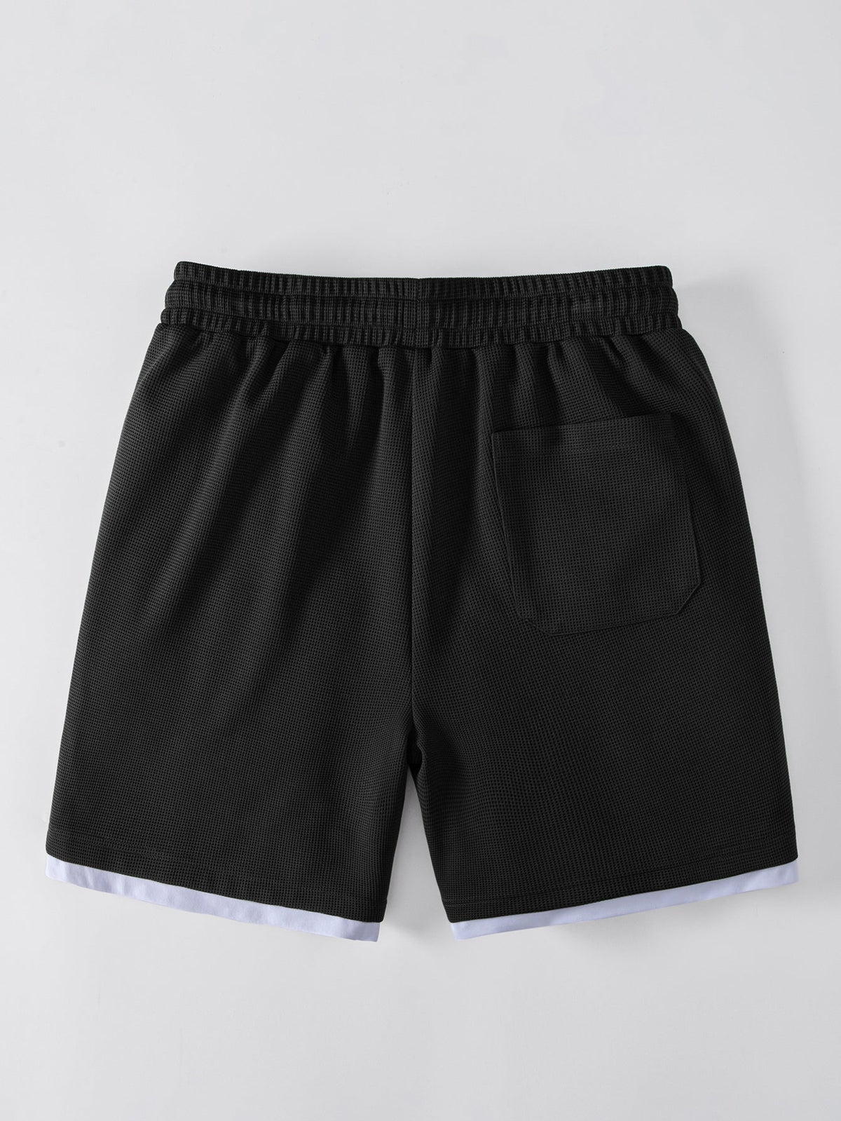 2-in-1 Waffle T-Shirt mit Kragen und 7-Zoll Shorts Set