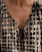 Lena | Blouse with Polka Dot Pattern and Lace-Up Detail