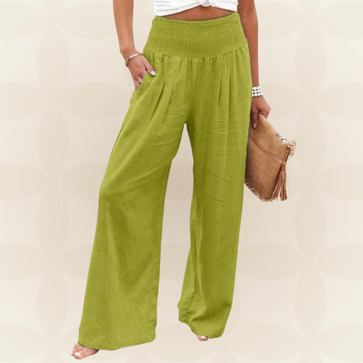 José | Hochtaillierte Lange Hose mit Taschen