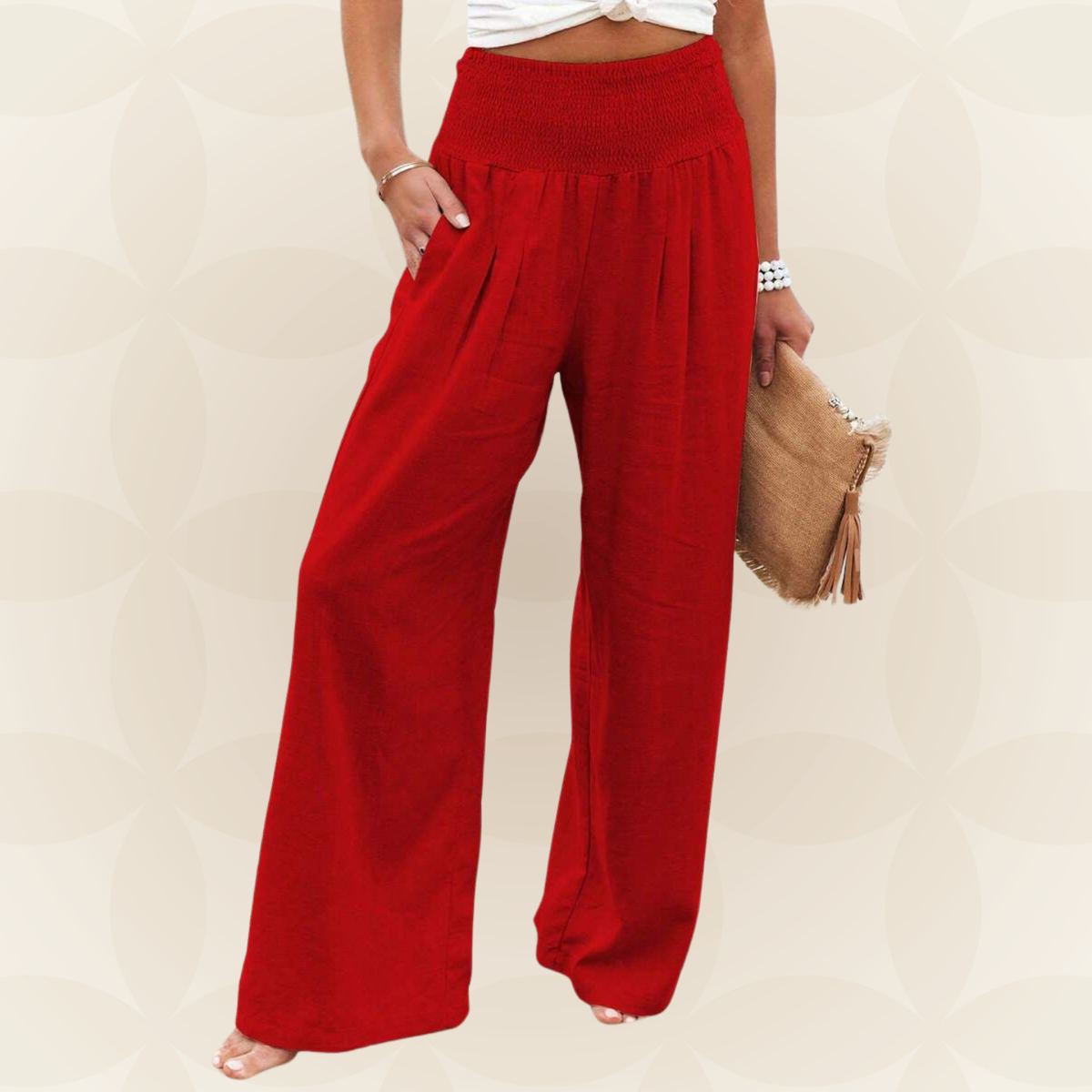José | Hochtaillierte Lange Hose mit Taschen