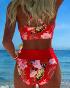Jolina | Floral Split Bikini with Contrast Design
