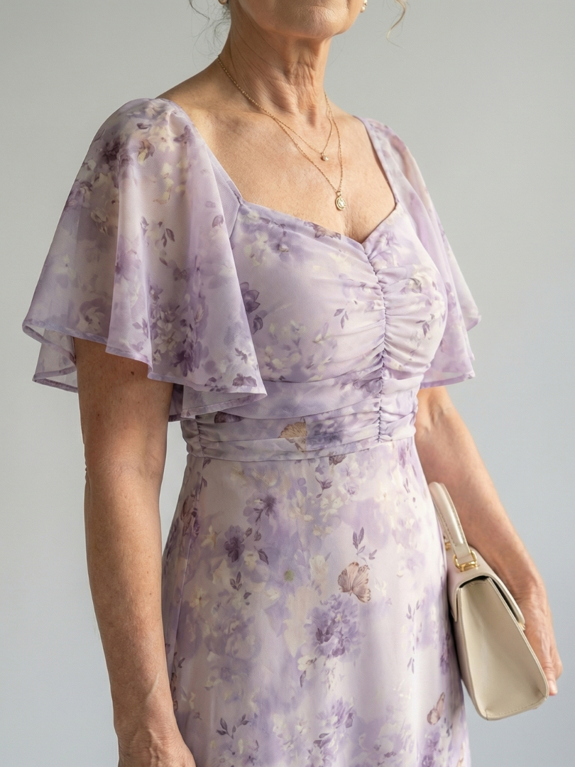 Vaelis | Midi-Kleid mit Schmetterlingsärmeln