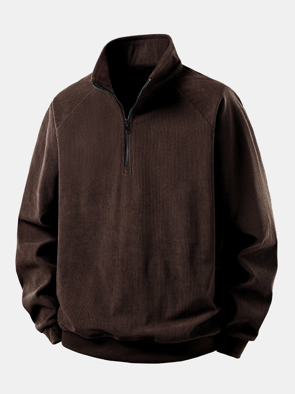Viertelreißverschluss-Sweatshirt mit Rippcord-Raglanärmeln
