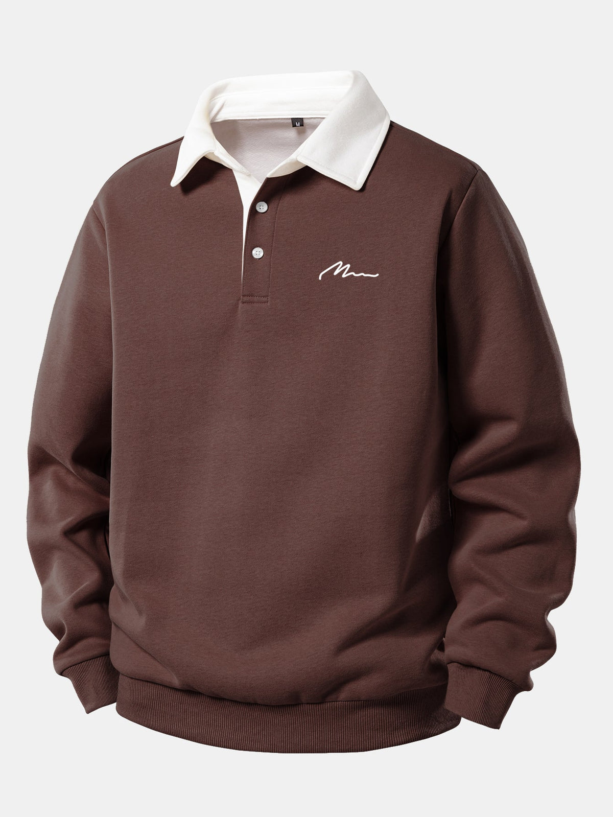 Herren Sweatshirt mit Kontrast-Polo-Kragen und Print