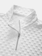 Viertelreißverschluss Sweatshirt im Checkerboard-Jacquard-Design