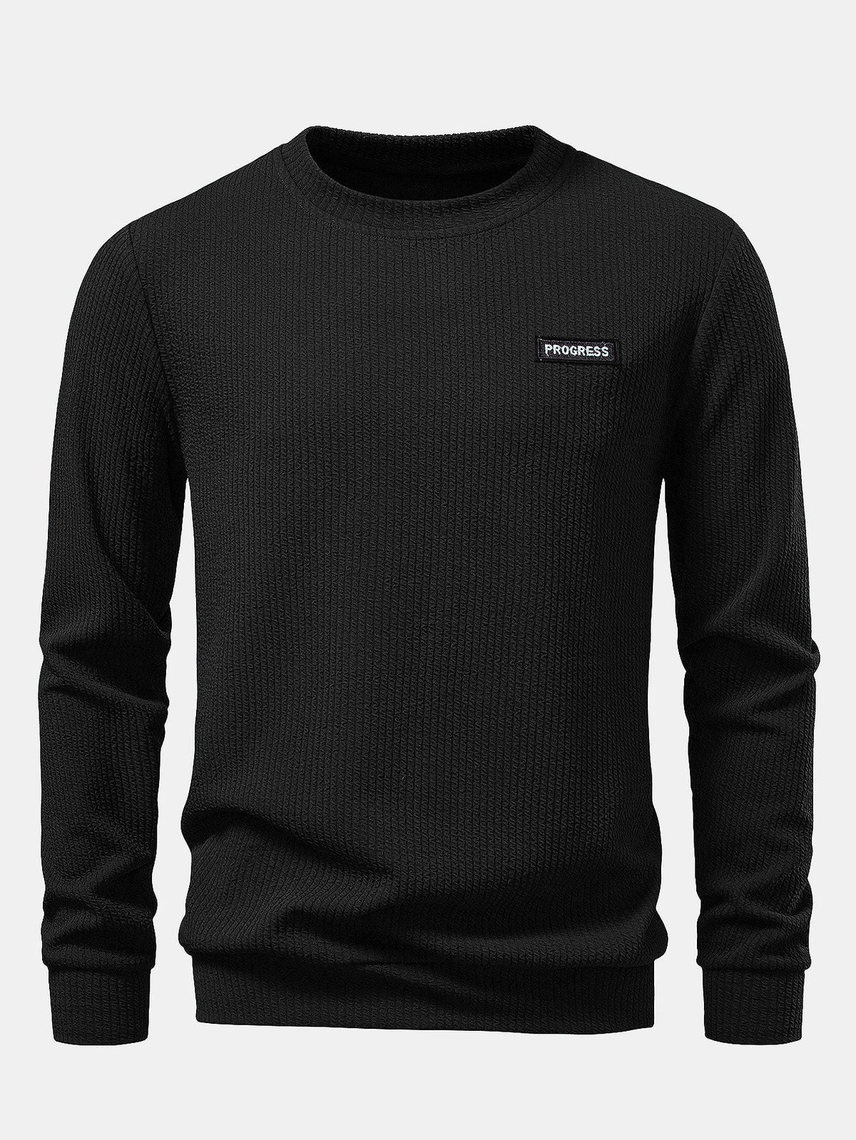 Rippstruktur-Sweatshirt mit Rundhalsausschnitt