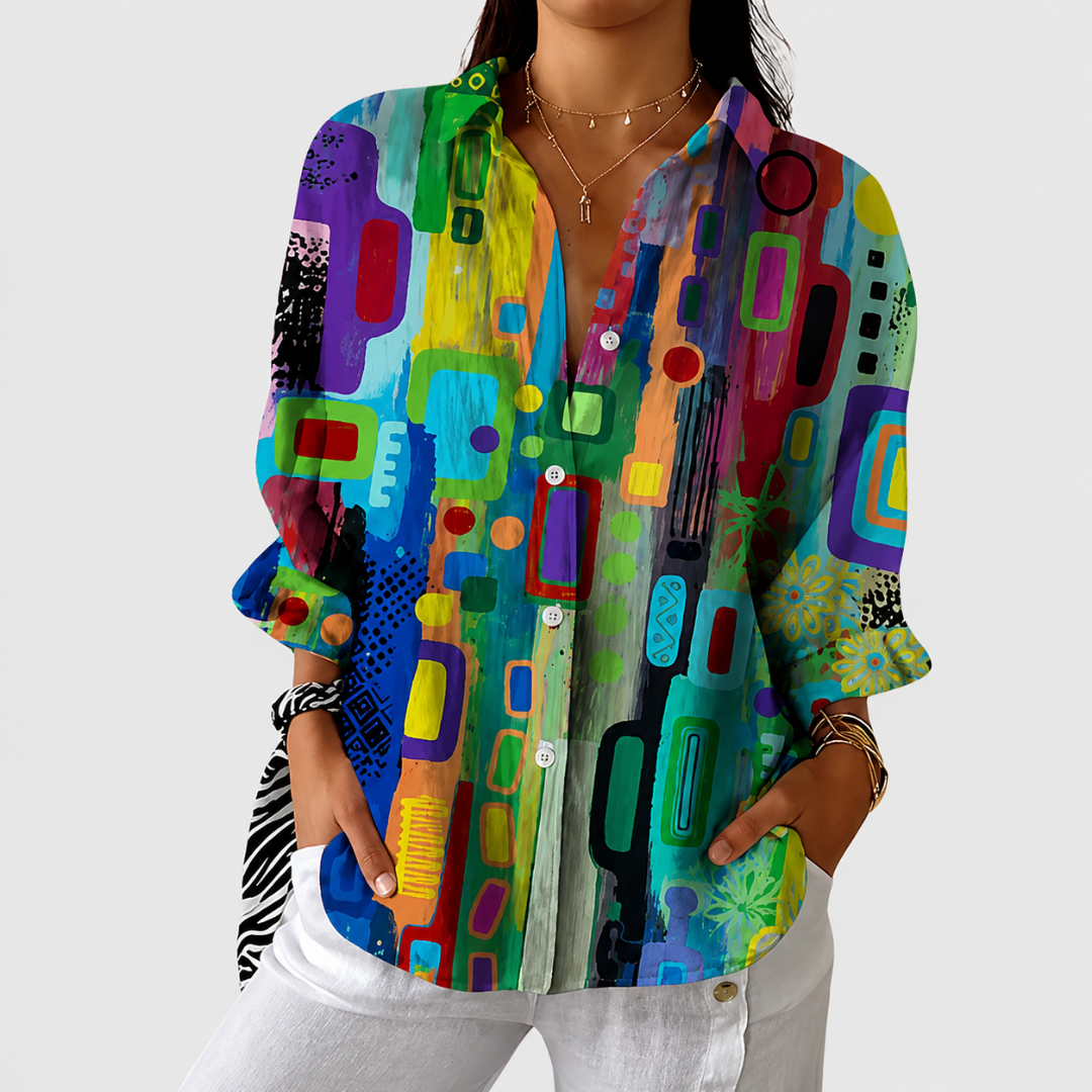 Leichte und Farbenfrohe Bedruckte Bluse