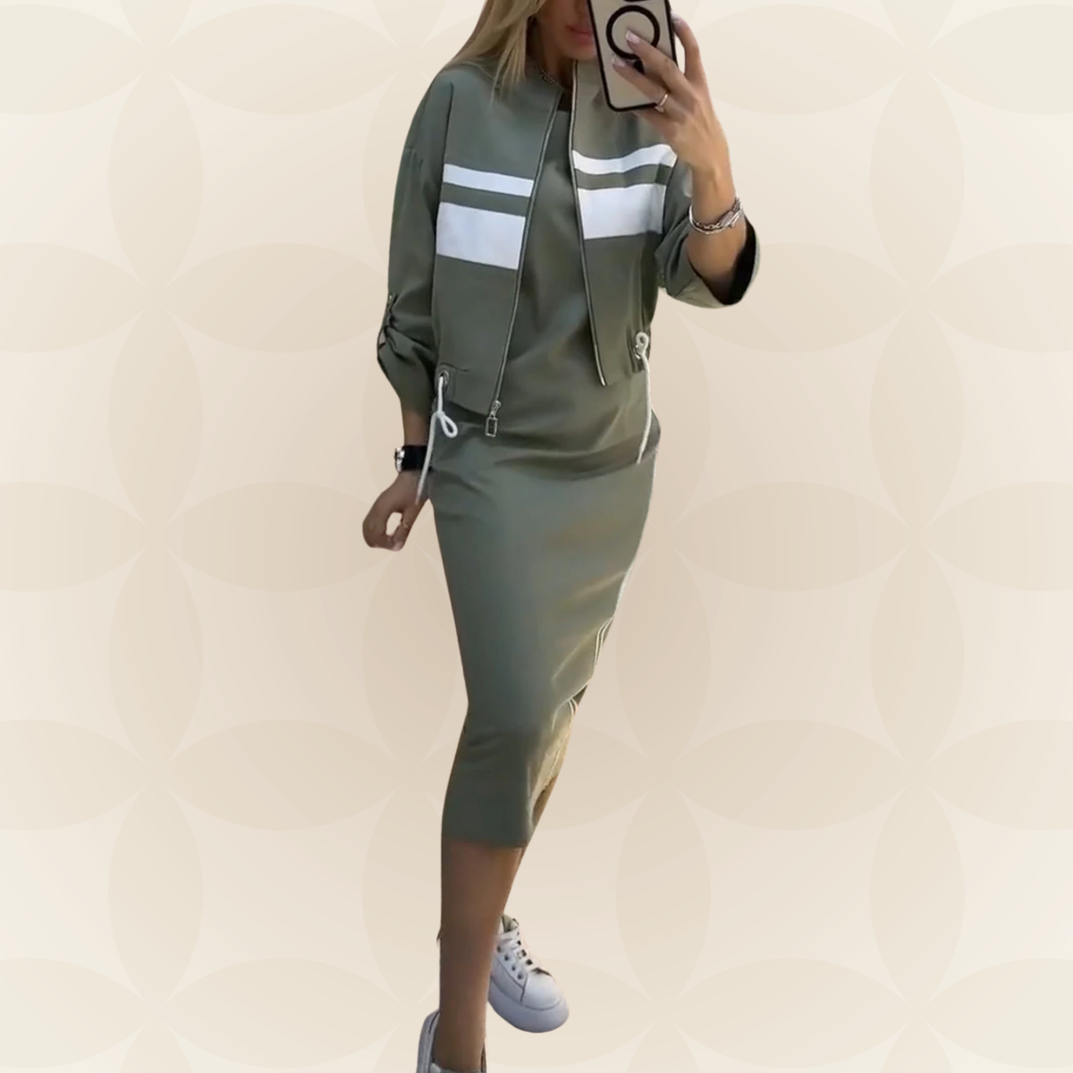 Von Esmee - Elegantes und lässiges Damen-Set mit Rundhalskleid und passender Jacke