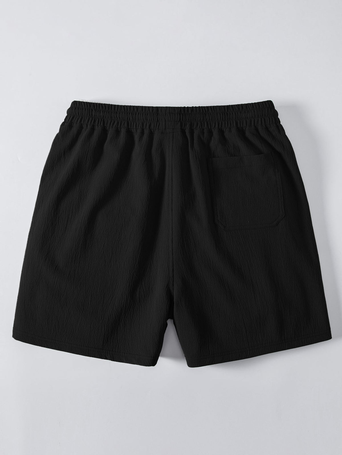 Gestreiftes Hemd mit Textur und Knöpfen sowie Kurzshorts mit Kordelzug – 5"