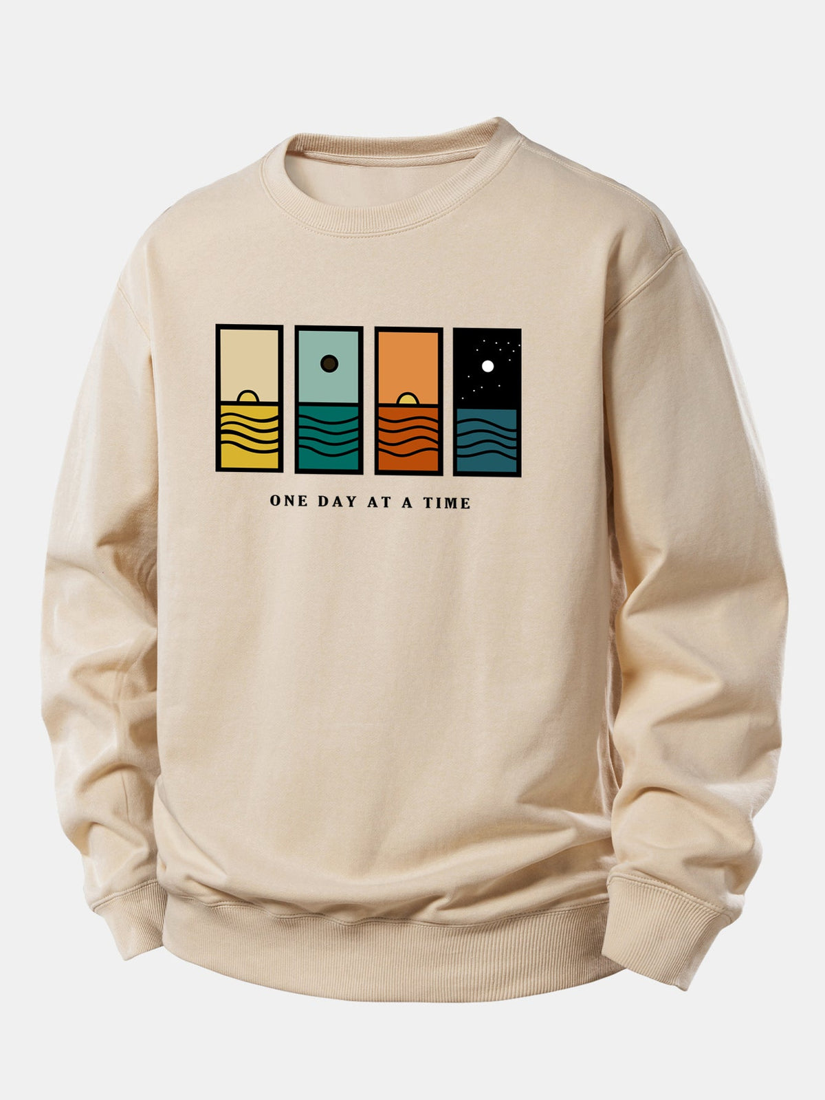 Relaxed-Fit Sweatshirt with 'One Day At A Time' Print