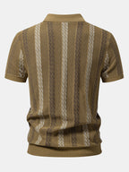 Gestreiftes strukturiertes Strick-Polo mit Slim Fit tapered Hose